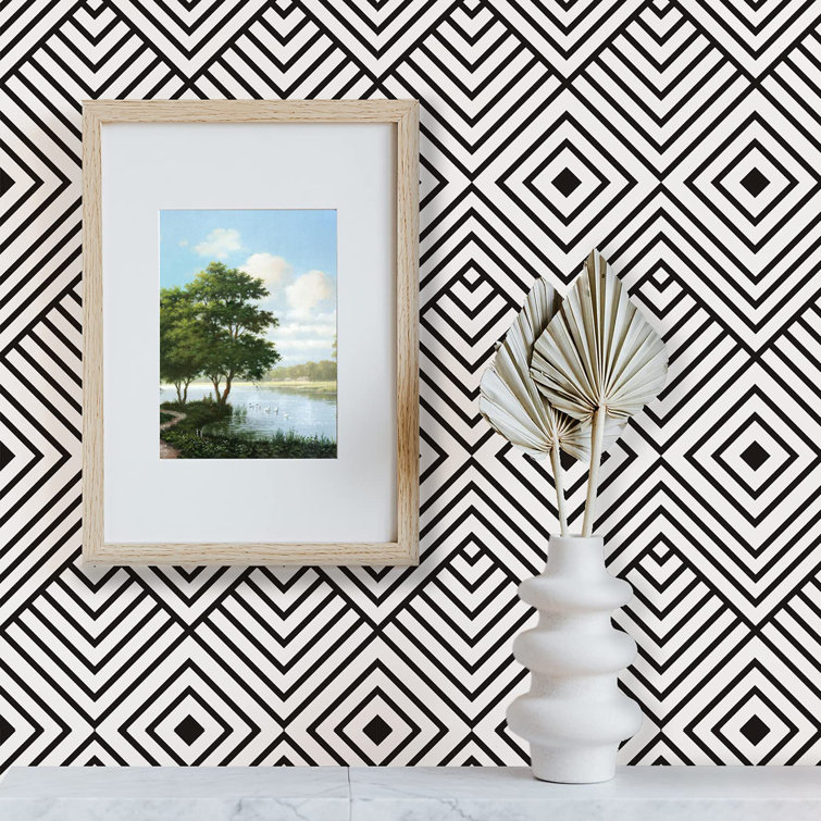 Oliver Black/White Geometric Pattern Self Adhesive Wallpaper For Home Decoration Old